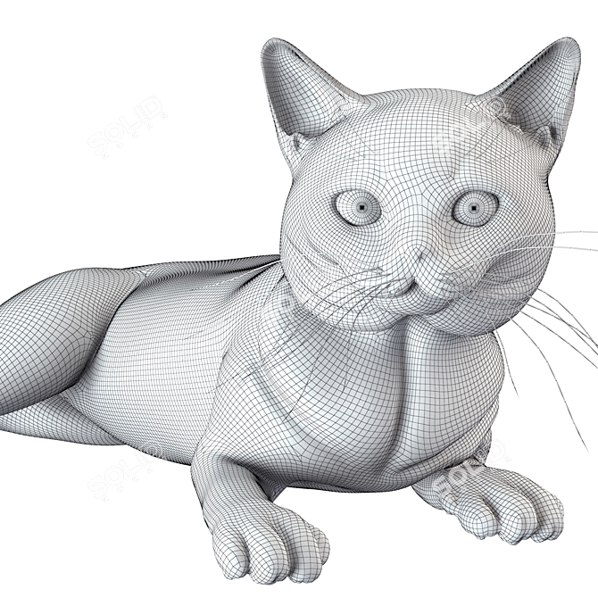 Sleek Gray Cat 4K Texture 3D model image 5