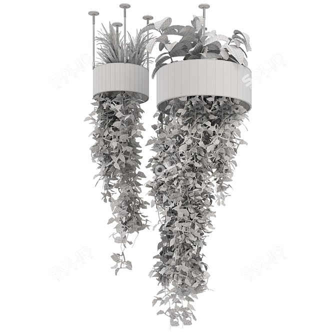 Metal Box Hanging Plants Set 3D model image 5