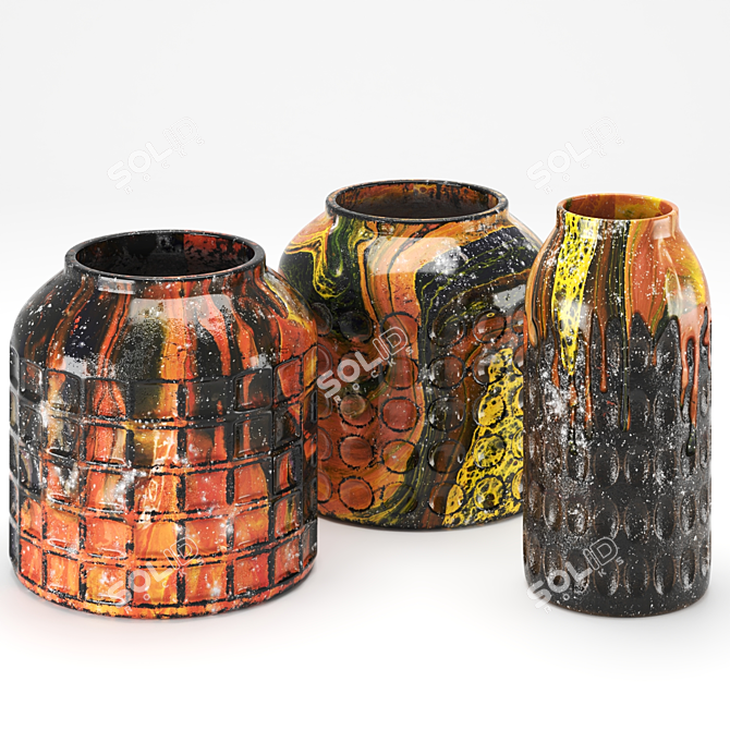 Rugged Concrete Vase Collection 3D model image 1