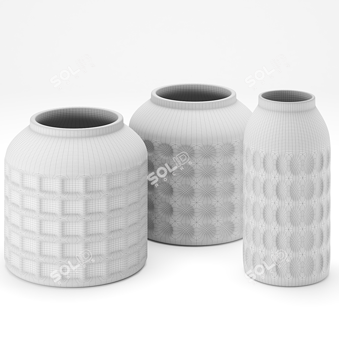 Rugged Concrete Vase Collection 3D model image 2