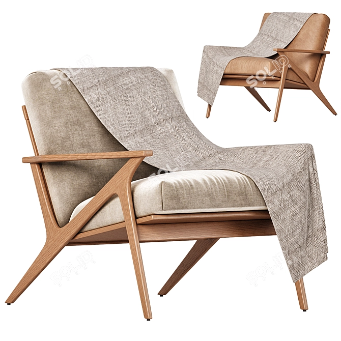 Crate & Barrel Cavett Wood Armchair 3D model image 1