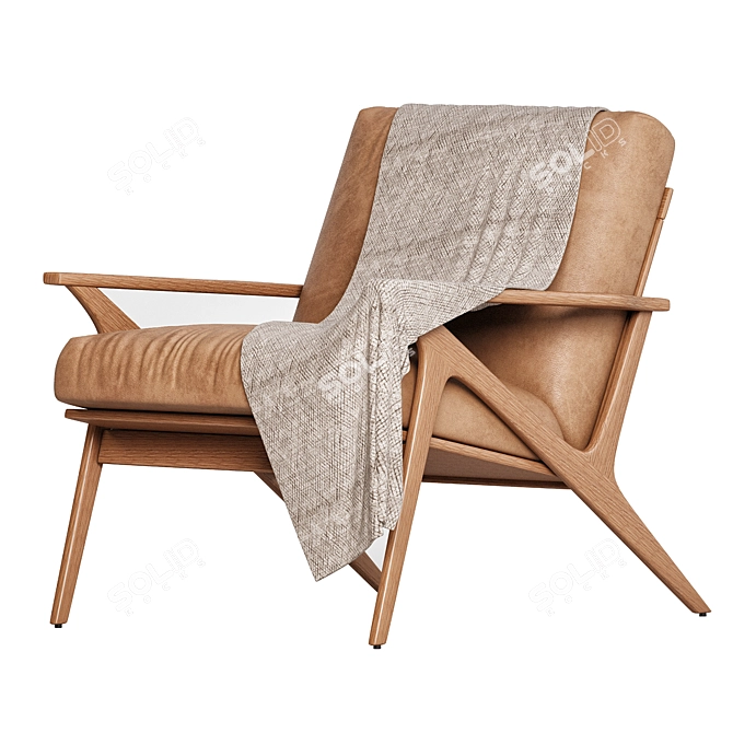Crate & Barrel Cavett Wood Armchair 3D model image 3