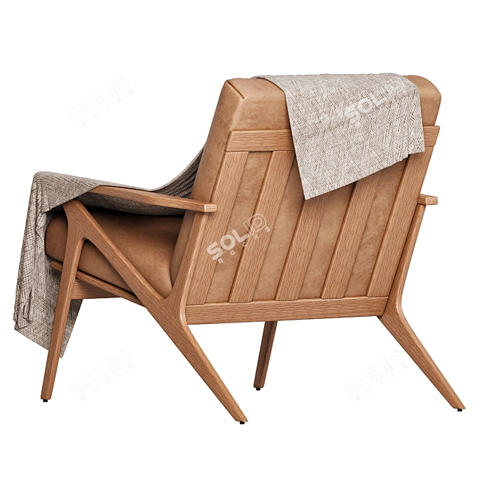 Crate & Barrel Cavett Wood Armchair 3D model image 4