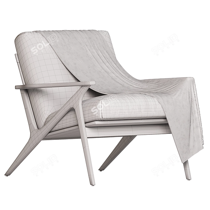 Crate & Barrel Cavett Wood Armchair 3D model image 5