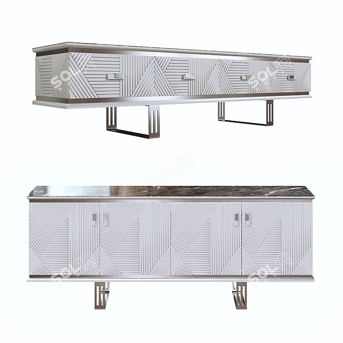 Clara Medusa White TV Console & Chest 3D model image 1