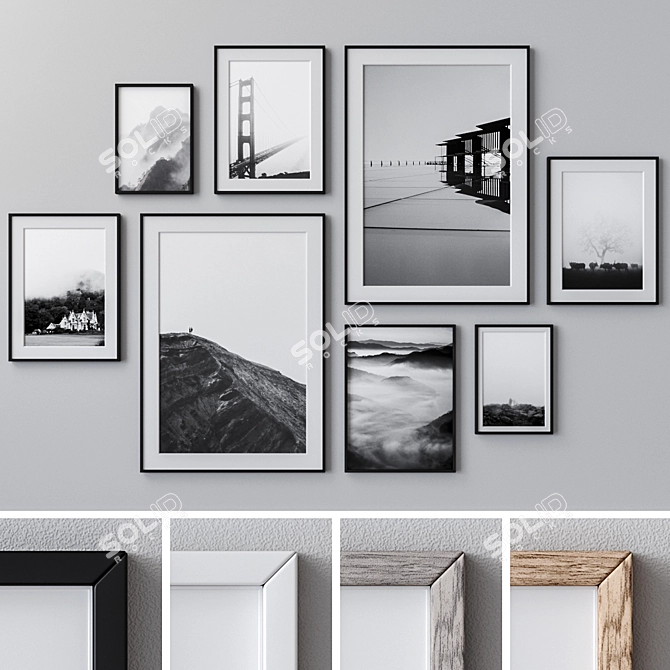 Modern Wall Art Frames Set 3D model image 1