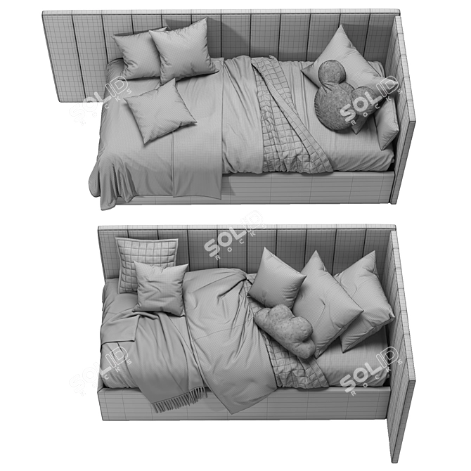 Modern Denils Corner Bed Frame 3D model image 6