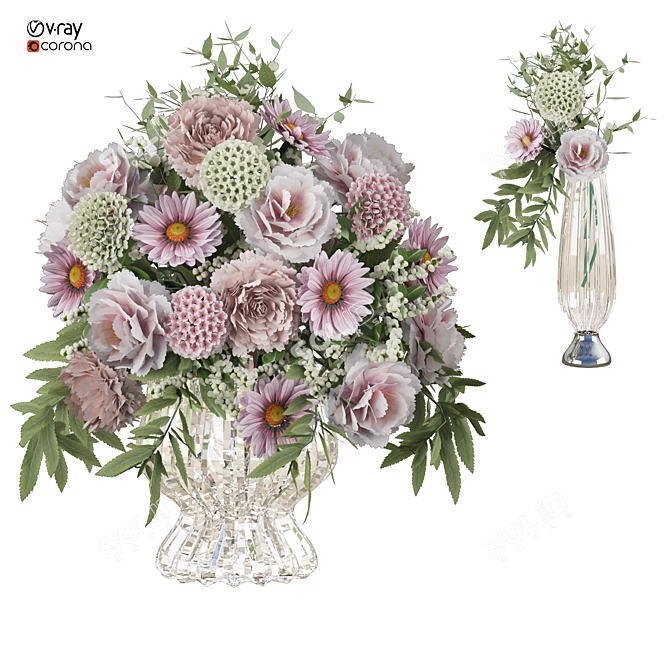 Floral Art 3D Model Kit 3D model image 1