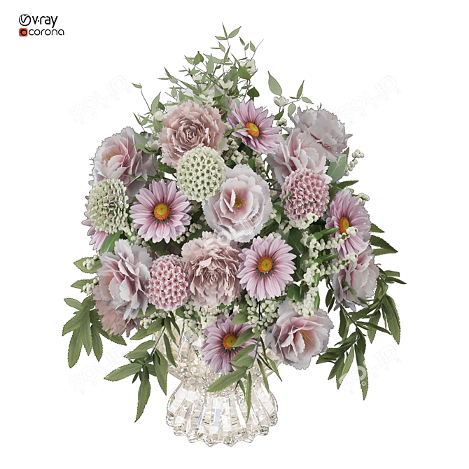 Floral Art 3D Model Kit 3D model image 2