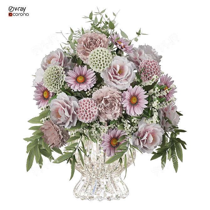 Floral Art 3D Model Kit 3D model image 4