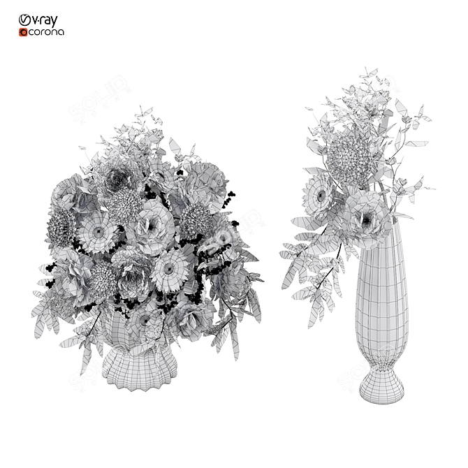 Floral Art 3D Model Kit 3D model image 5