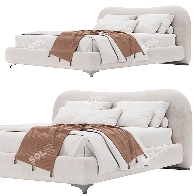 Modern Upholstered Double Bed. 3D model image 1