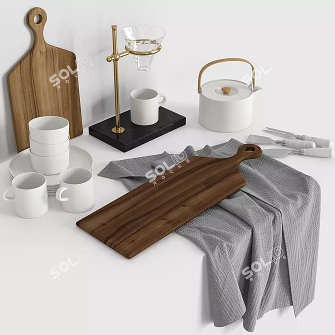 Modern Kitchen Set Model 3D 3D model image 1