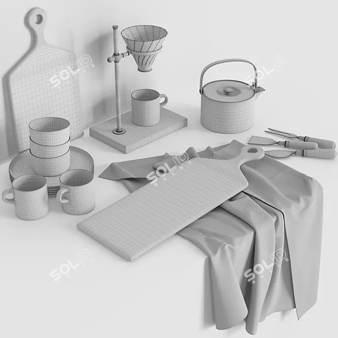 Modern Kitchen Set Model 3D 3D model image 4