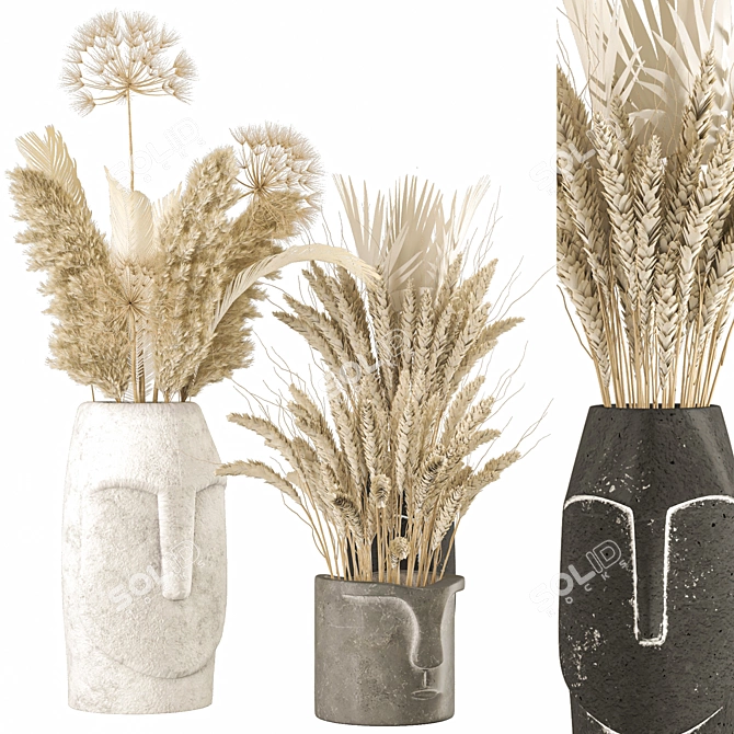 Urban Elegance Vases Trio 3D model image 3