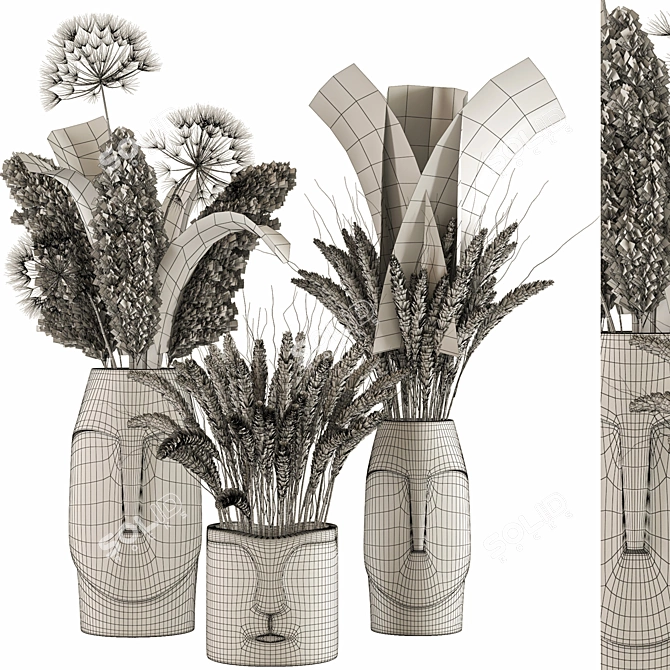 Urban Elegance Vases Trio 3D model image 7