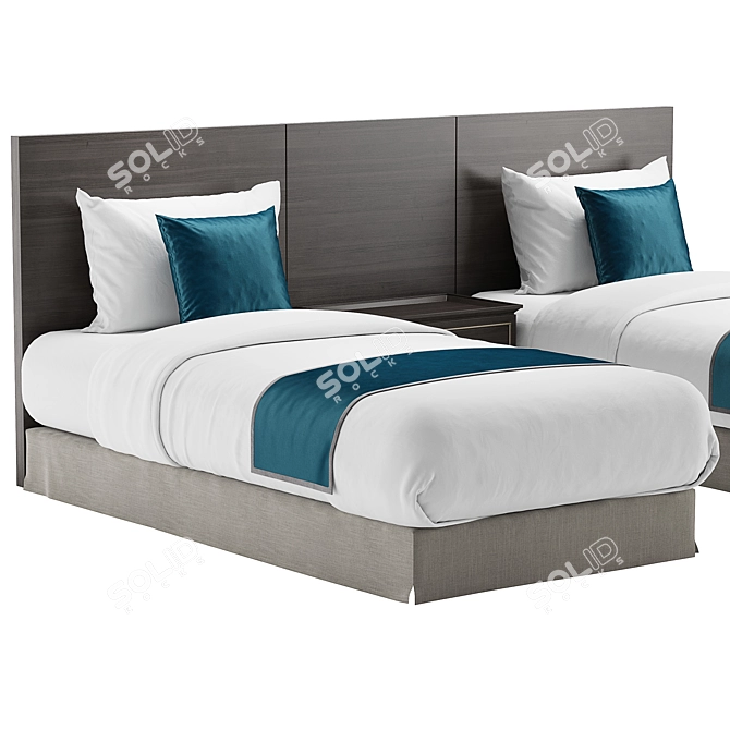 Hotel Room Single Bed: Compact 3D model image 2