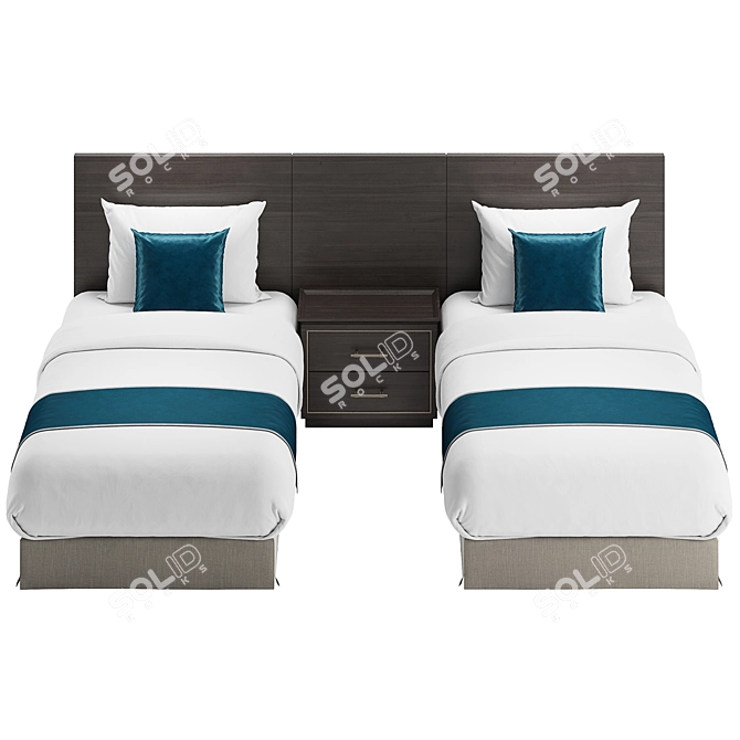 Hotel Room Single Bed: Compact 3D model image 4