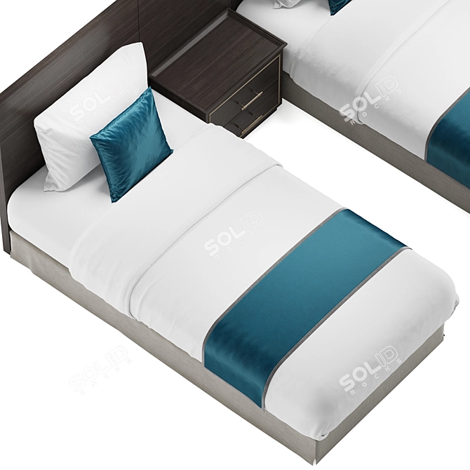 Hotel Room Single Bed: Compact 3D model image 5