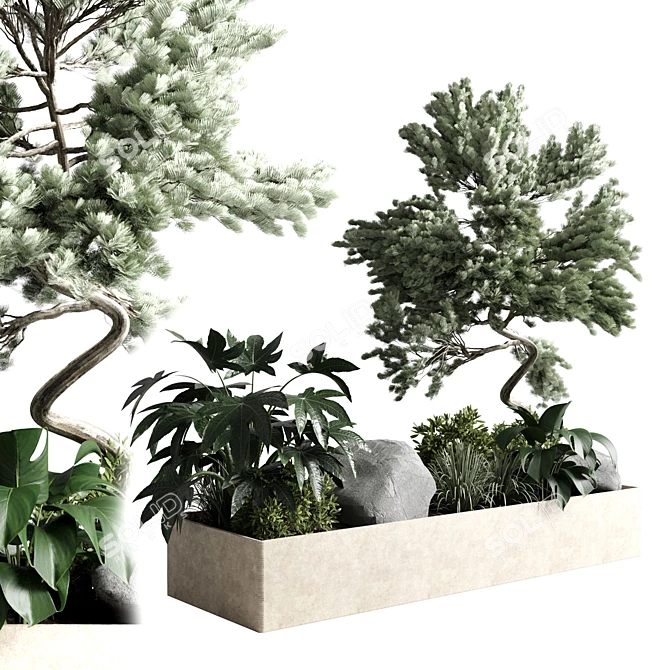 Bonsai Garden Set 3D Model 3D model image 1