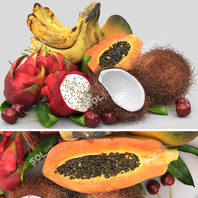 Exotic Tropical Fruits 3D Model 3D model image 1