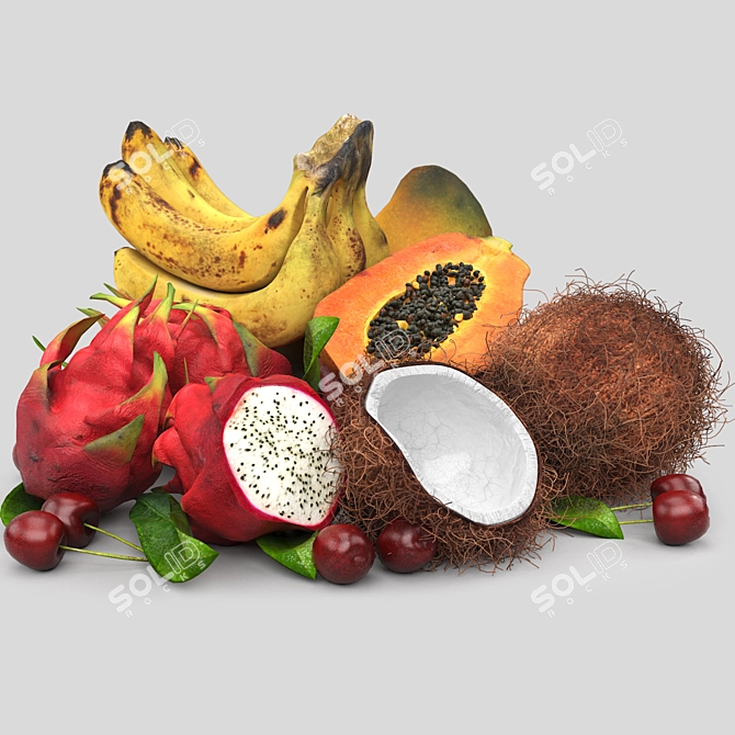 Exotic Tropical Fruits 3D Model 3D model image 3