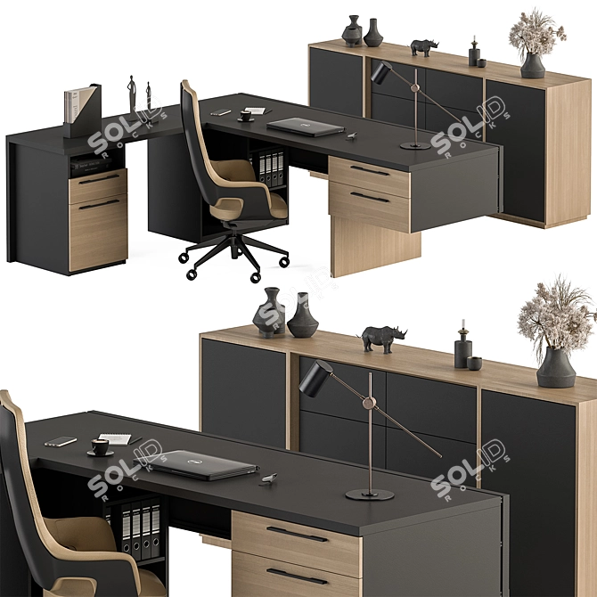 Executive Desk Set - Office Décor 3D model image 1