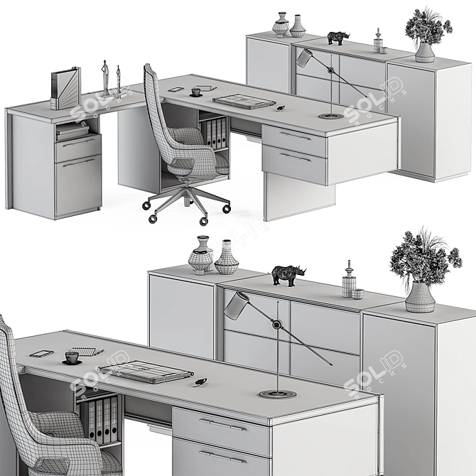 Executive Desk Set - Office Décor 3D model image 4