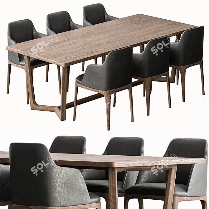 Elegant Dining Set with 6 Chairs 3D model image 2