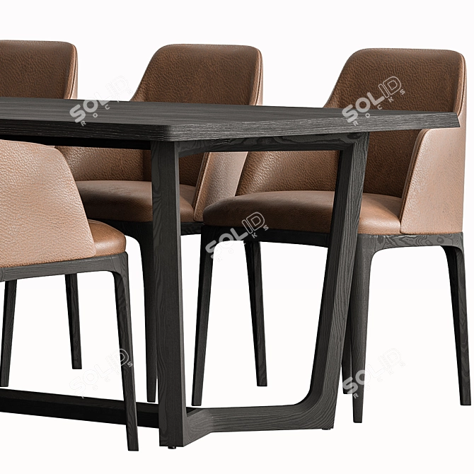 Elegant Dining Set with 6 Chairs 3D model image 5