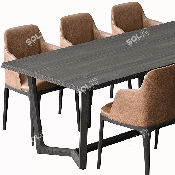 Elegant Dining Set with 6 Chairs 3D model image 6