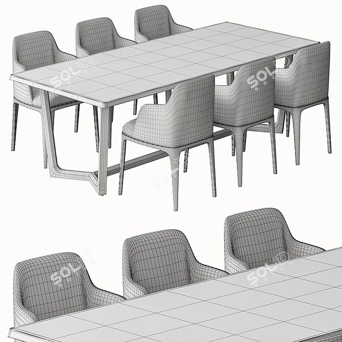 Elegant Dining Set with 6 Chairs 3D model image 7