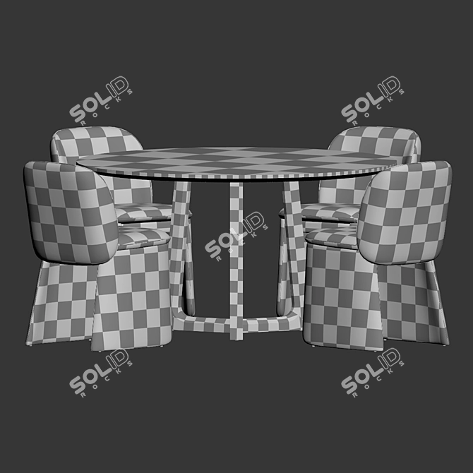 Evie Velvet Dining Set Wood 3D model image 3