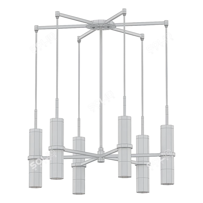 Vintage Iron Chandelier Xavier 3D model image 2