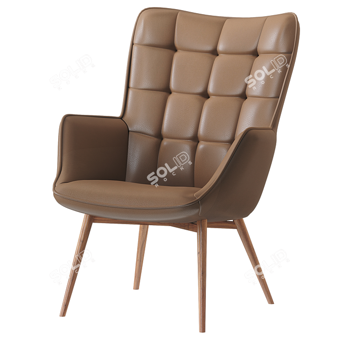 Elegant Tufted Wingback Chair, 28'' 3D model image 1