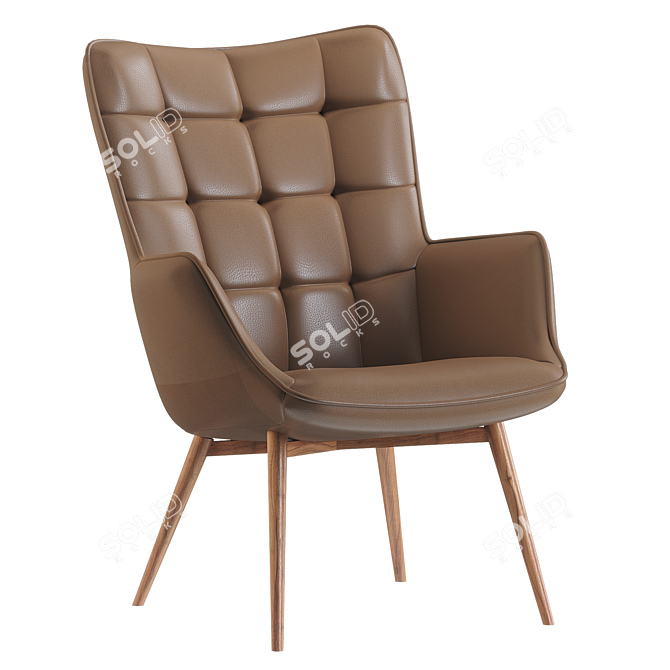 Elegant Tufted Wingback Chair, 28'' 3D model image 2