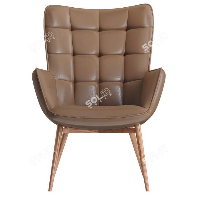 Elegant Tufted Wingback Chair, 28'' 3D model image 3