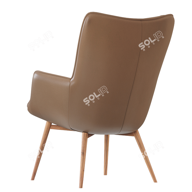 Elegant Tufted Wingback Chair, 28'' 3D model image 4