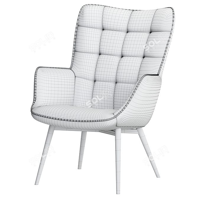 Elegant Tufted Wingback Chair, 28'' 3D model image 5