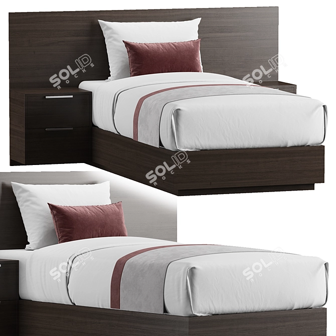 Compact Hotel Single Bed 3D model image 1