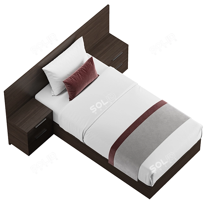 Compact Hotel Single Bed 3D model image 4