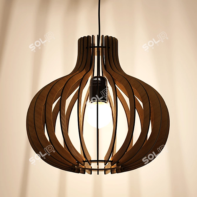 Scandinavian Wood Pendant Light, Sina 3D model image 3