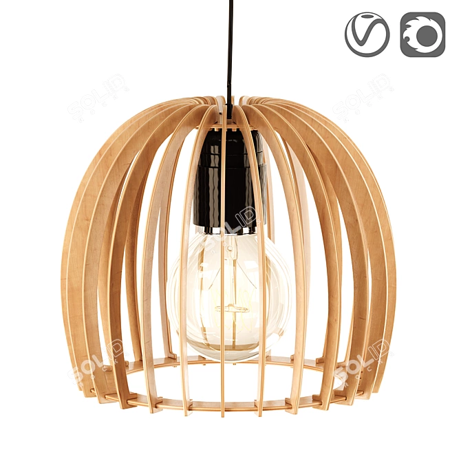 Scandinavian Wood Pendant Lamp, Bela 3D model image 1