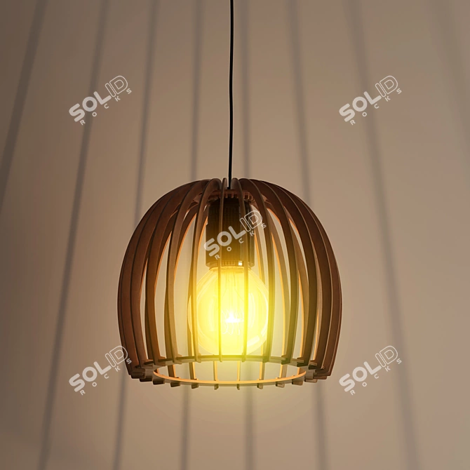 Scandinavian Wood Pendant Lamp, Bela 3D model image 3