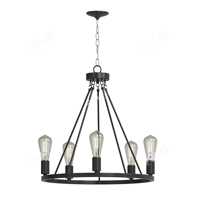 Gothic Gray Chandelier Statement Piece 3D model image 1