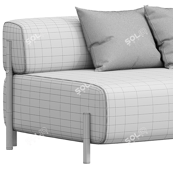 Sleek Palo Modular 2-Seater Sofa 3D model image 3