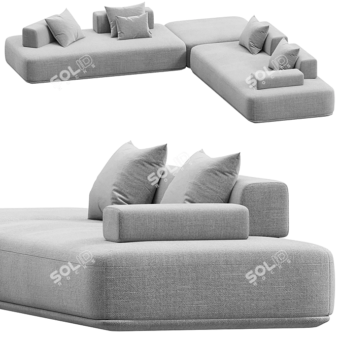 Modern Black Sectional Sofa 3D model image 1