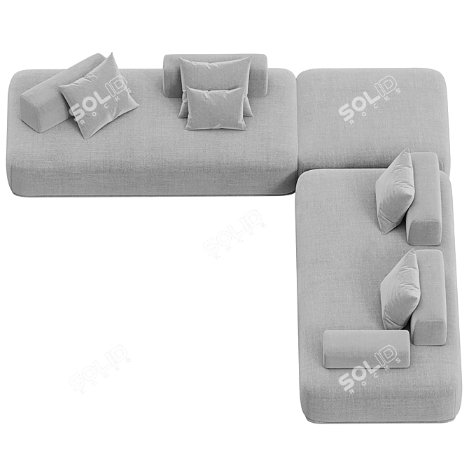 Modern Black Sectional Sofa 3D model image 3