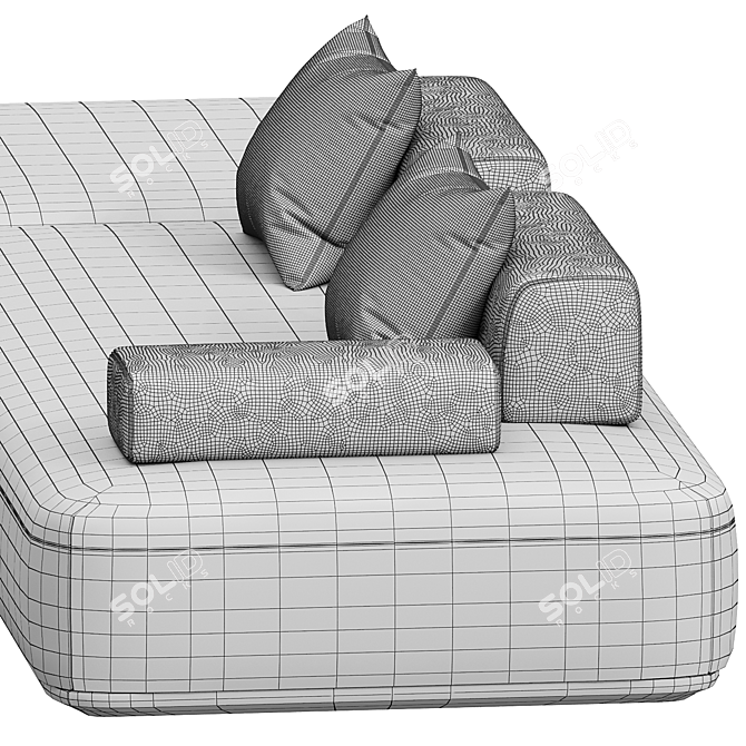 Modern Black Sectional Sofa 3D model image 4