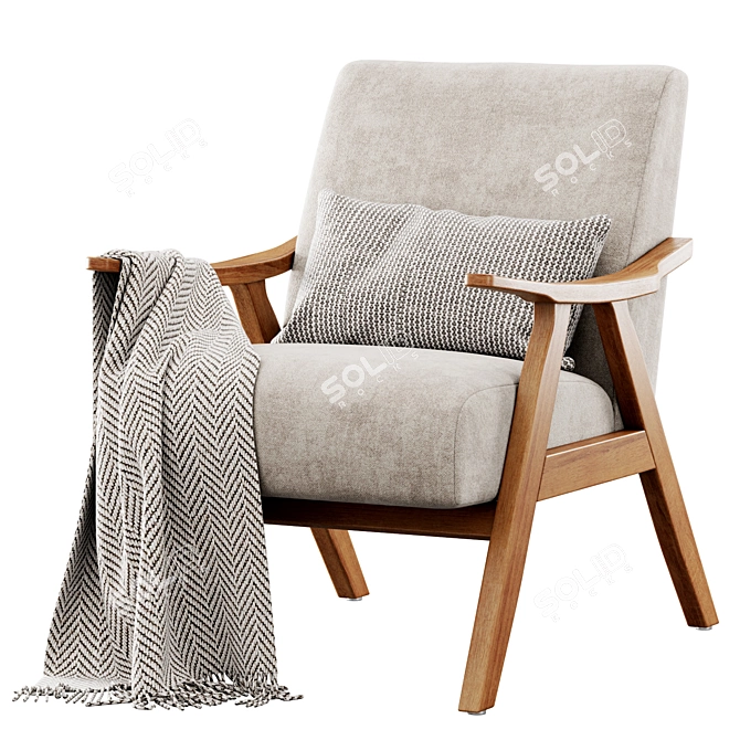 Modern Columbus Armchair with Plush Dimensions 3D model image 2